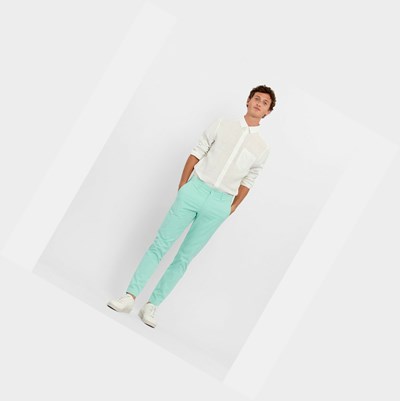 Aigle Cotone Chino Pantaloni Uomo Verde Acqua | QSD-735128