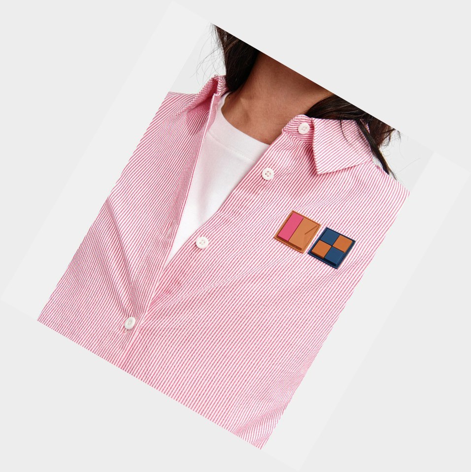 Aigle A Classiche Collar Long Sleeves Seersucker Camicie Donna Rosa | ZHY-157629