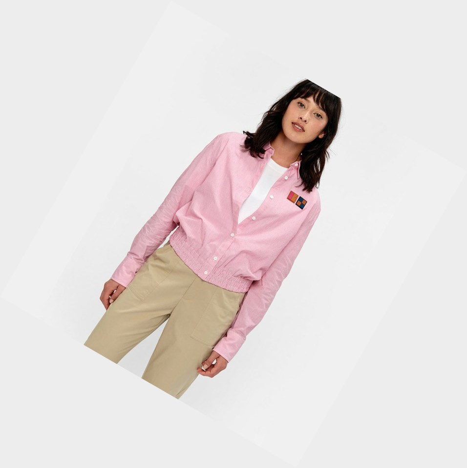 Aigle A Classiche Collar Long Sleeves Seersucker Camicie Donna Rosa | ZHY-157629