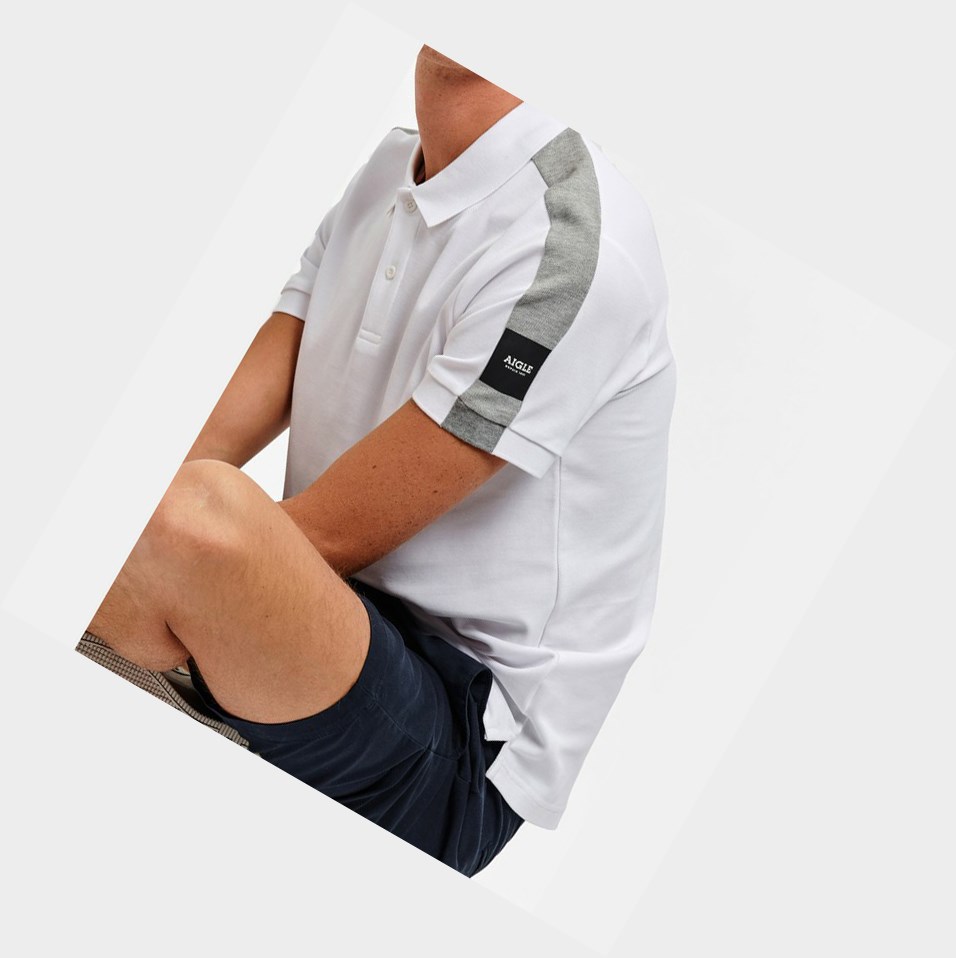 Aigle Corta-sleeved Technical Magliette Polo Uomo Bianche | YHM-514732