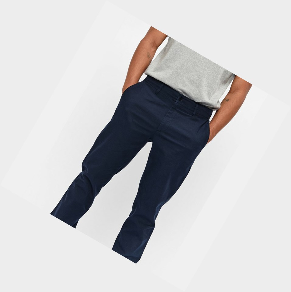 Aigle Cotone Chino Pantaloni Uomo Blu Marino | GTA-064239