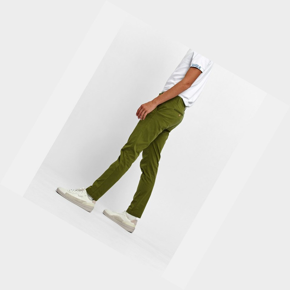 Aigle Cotone Chino Pantaloni Uomo Verdi | EHG-871503