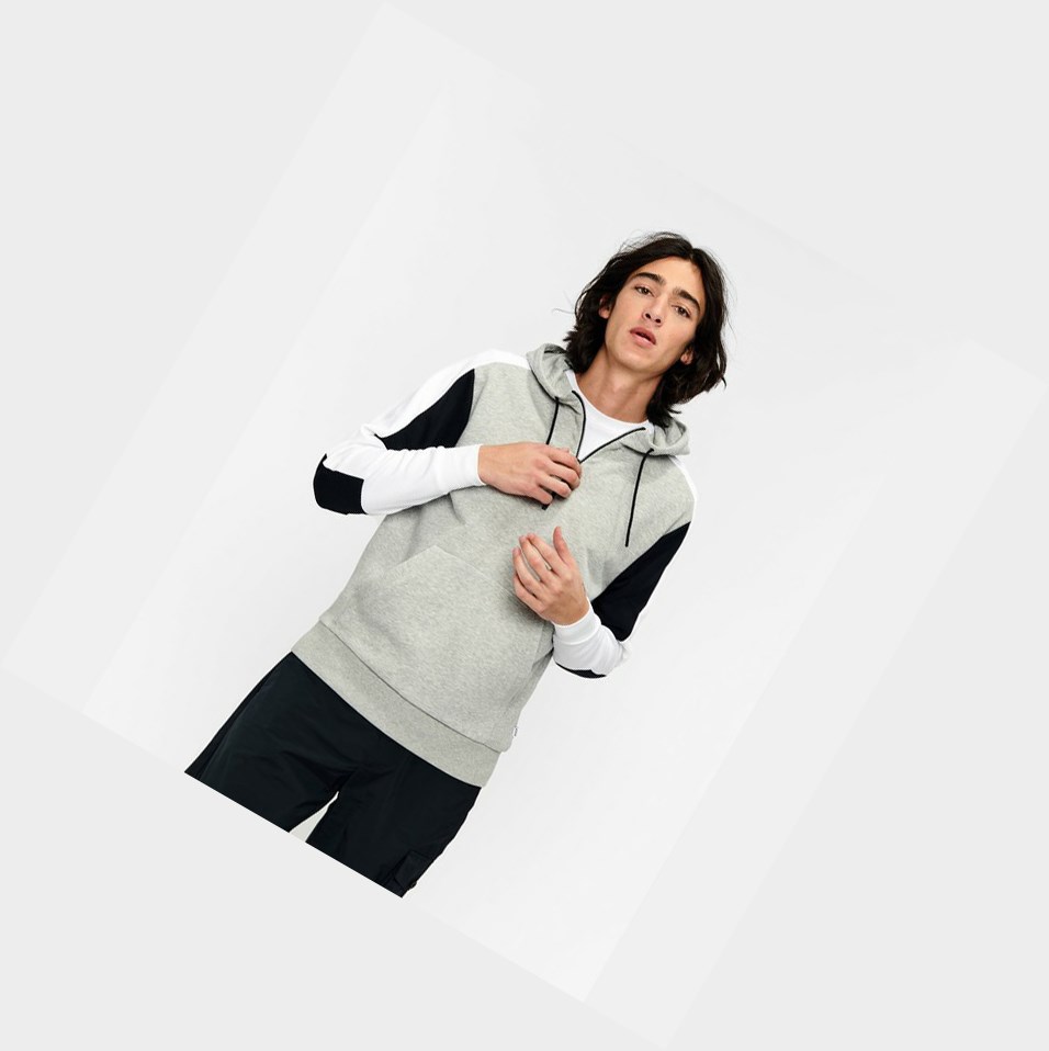 Aigle Half-zip Hoodie Felpe Uomo Grigie | WOR-835094