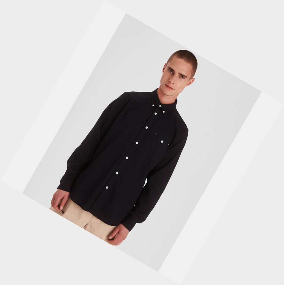 Aigle Long-sleeved Tencel Camicie Uomo Nere | FBV-053896