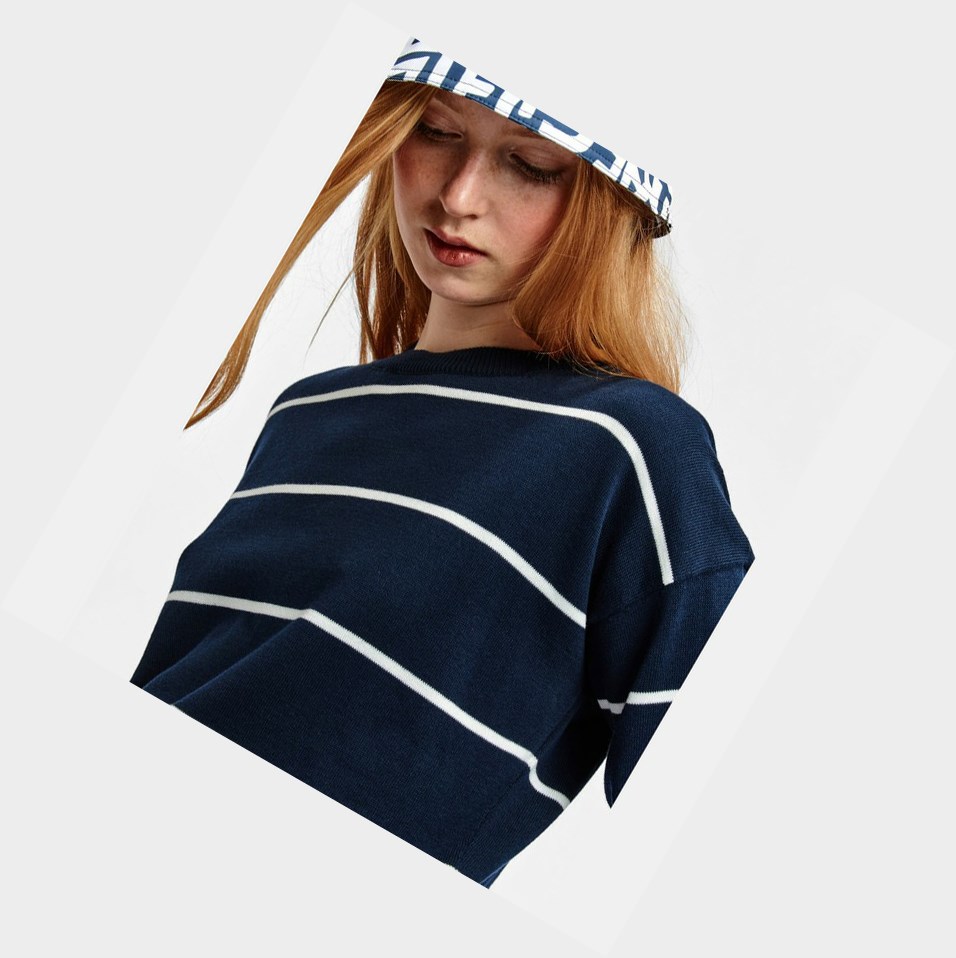 Aigle Made In France Sailor's Jumpers Donna Blu Marino | NKM-920861