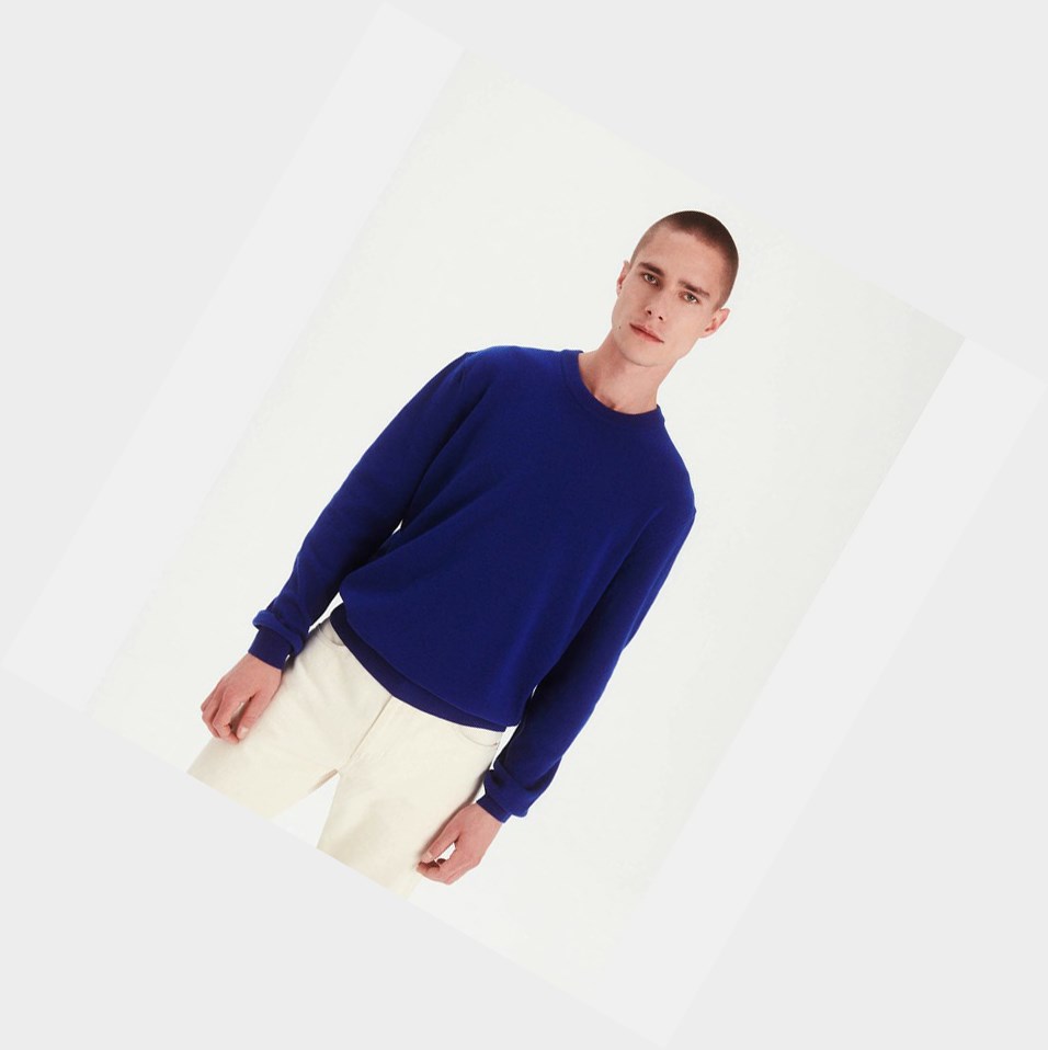 Aigle The Basic Crew-neck Felpe Uomo Blu | ETF-923817