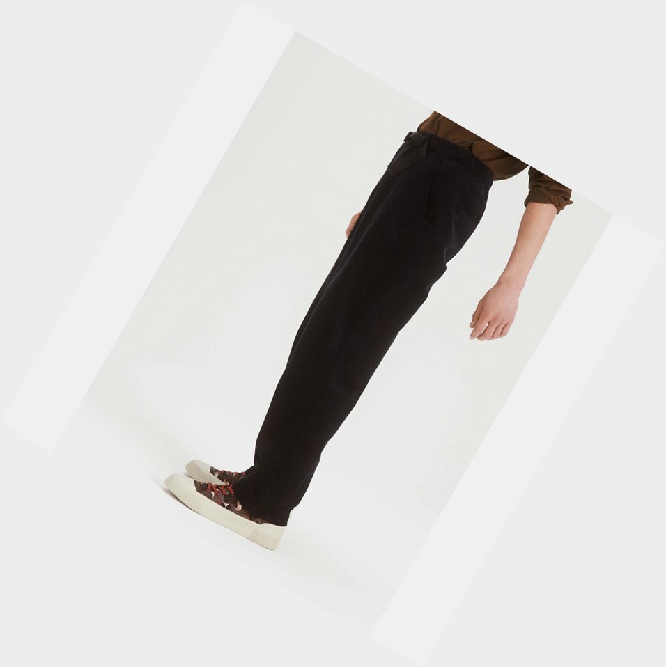 Aigle The Comfort-fit Velvet Pantaloni Uomo Nere | UBM-704269