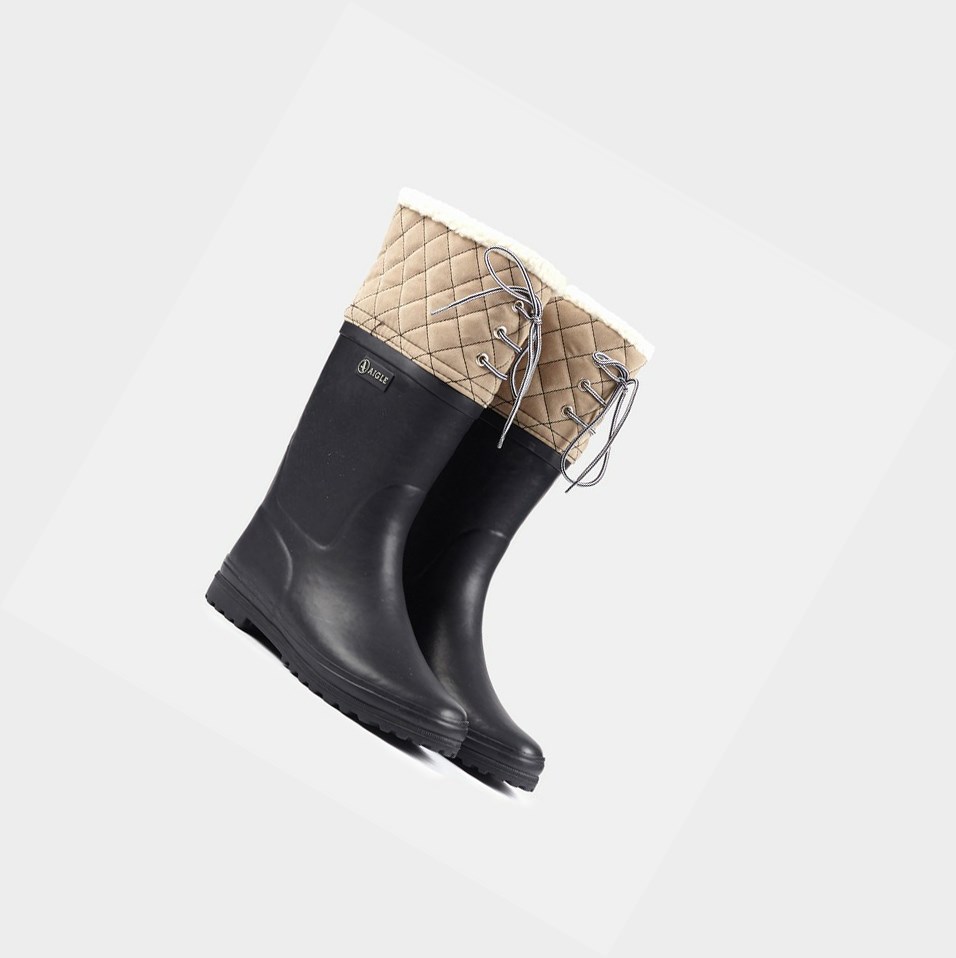 Aigle The Fur-lined Boot Stivali da Pioggia Donna Nere | VIT-318054