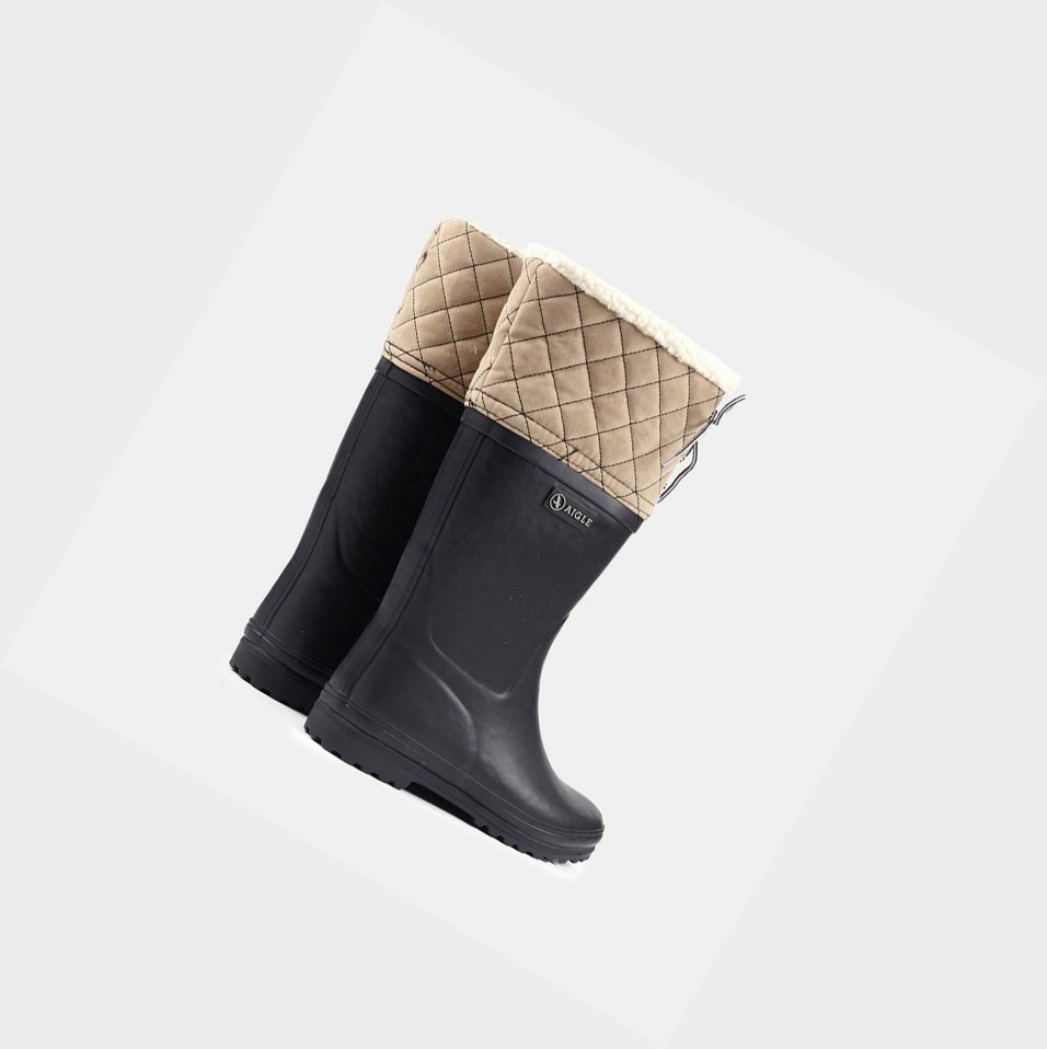 Aigle The Fur-lined Boot Stivali da Pioggia Donna Nere | VIT-318054